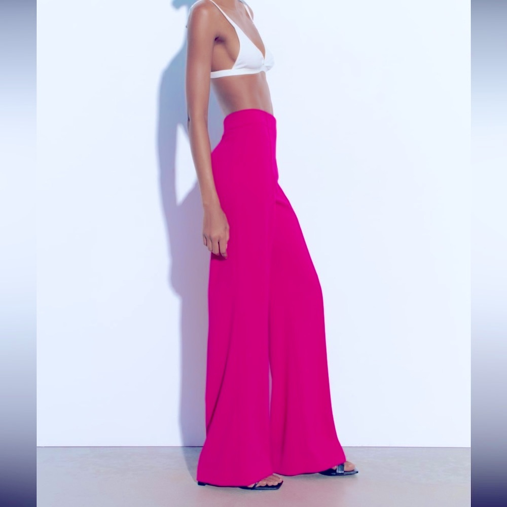 Zara long flowing neon pink pants - Picture 6 of 16